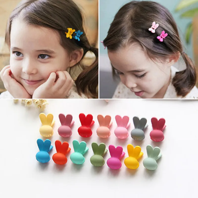 

100 Pcs/Pack Crown Flowers Rabbit ears Multicolor Hair Clips Clamp Gripper Children Girls Plastic Claws Hairpins Accessories