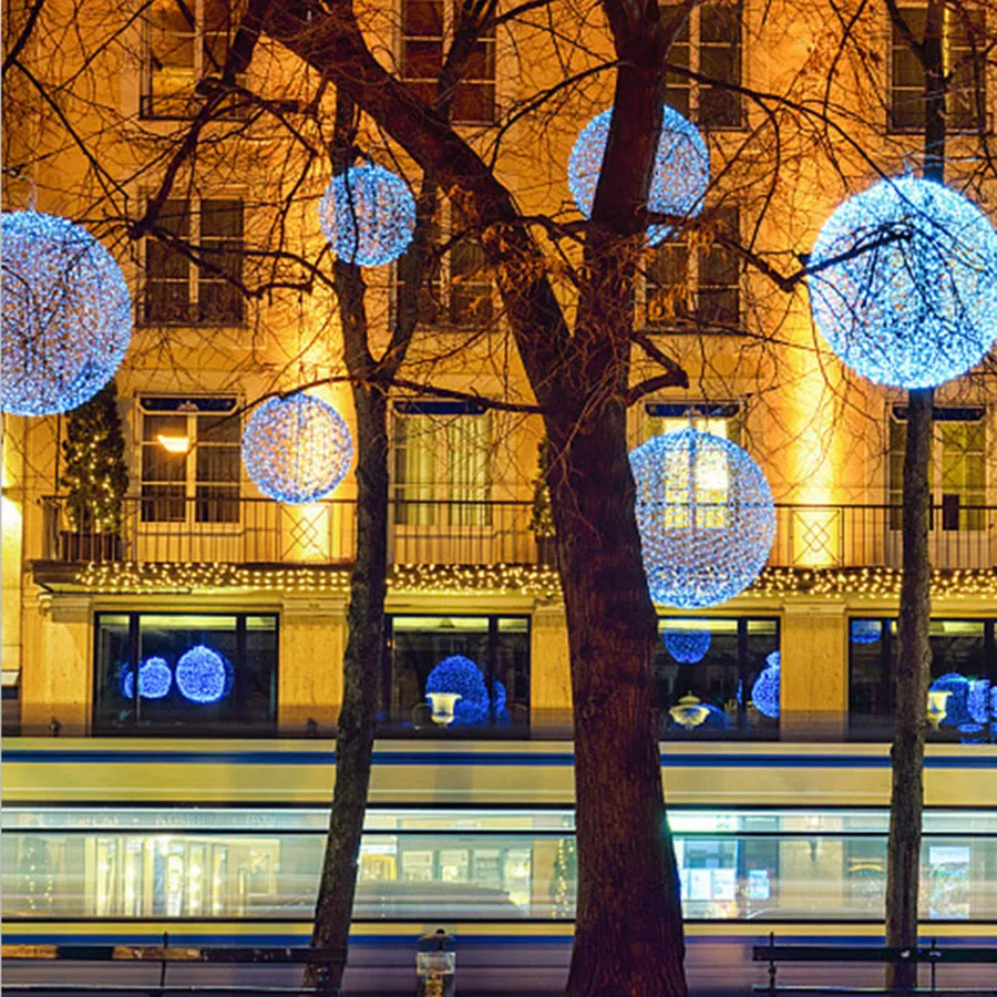 30cm, bola de vime, luzes de globo, paisagem, rua, jardim, pátio