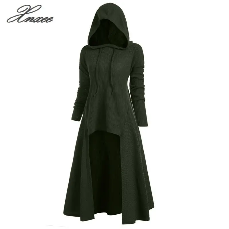 

Xnxee Plus Size Hooded Ribbed Sweater Female Long Sleeve High Low Sweaters Women Pullover
