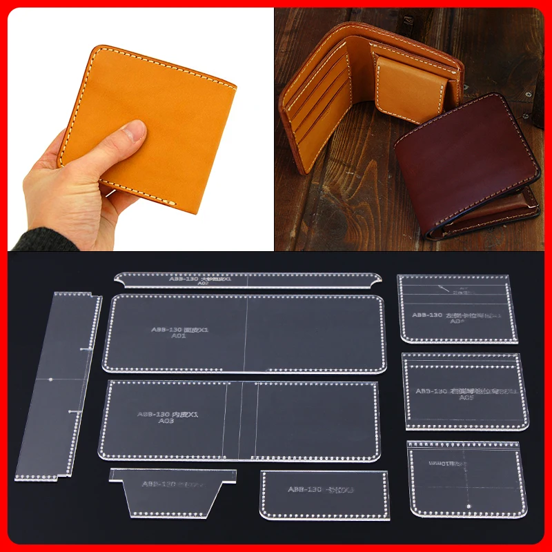 1 set Short wallet acrylic pattern drawing manual leather tool template DIY design making mold | Дом и сад