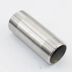10cm Length DN6 DN8 DN10 DN15 Diameter Stainless Steel Equal Diameter Threaded Pipe Nipple Connector Adapter Plumbing Fittings