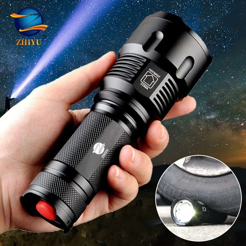 

ZHIYU Super Powerful Led Flashlight Xhp50 USB Rechargeable LED Torch T6 Hand Lamp 18650/26650 Tactical Flashlights for Camping