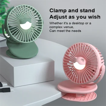 

Mini Fan USB Rechargeable Clip Fan Table Desk Fans 360 Degree Rotation Mini Fan With Night Light For Home Office