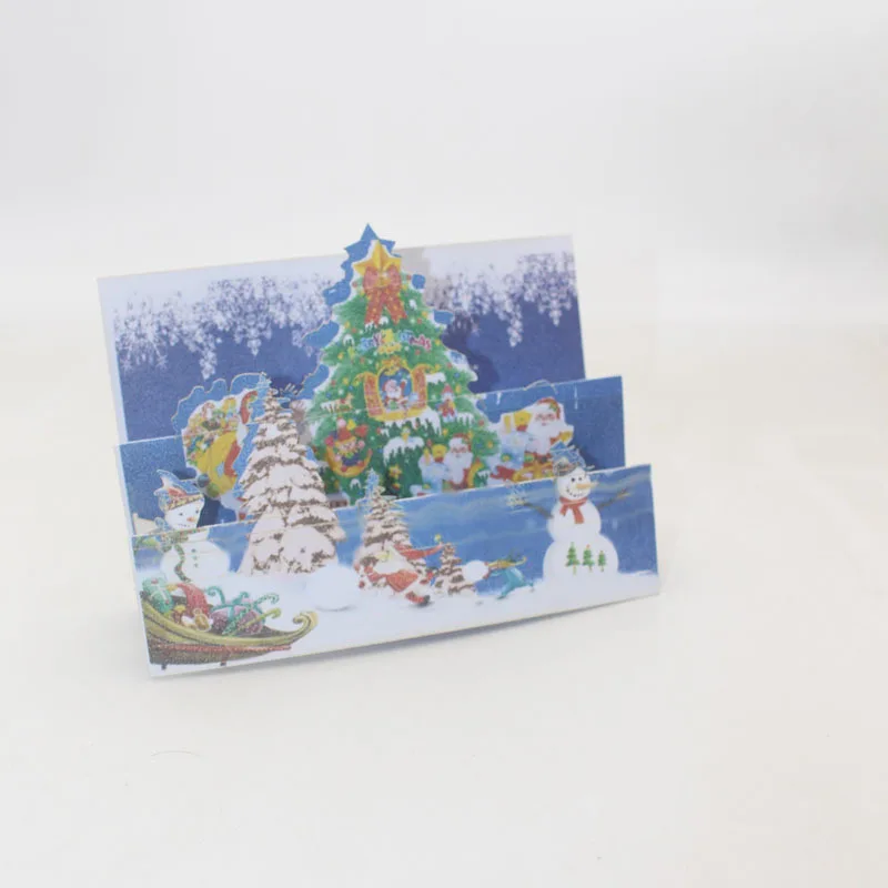 

Creative New 3D Greeting Card Handmade Paper Cutting Paper Folding Christmas Blessing and Home