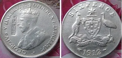 Австралия 6 пенсов 1912 копировальных монет | Дом и сад