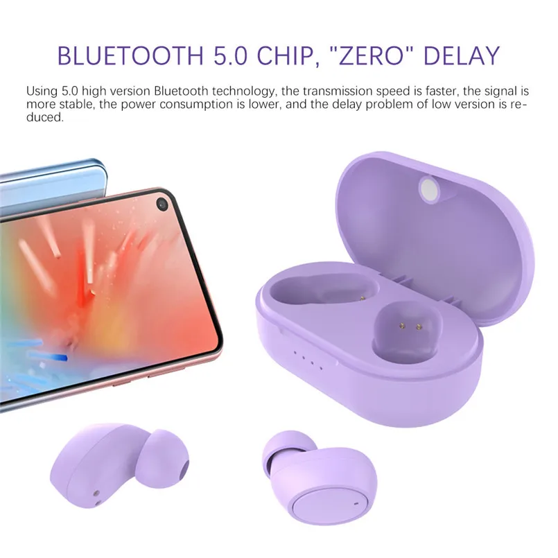 T8 TWS беспроводные Bluetooth наушники, Мини Bluetooth наушники, спортивные наушники с портативной зарядной коробкой, цветная Bluetooth 5,0