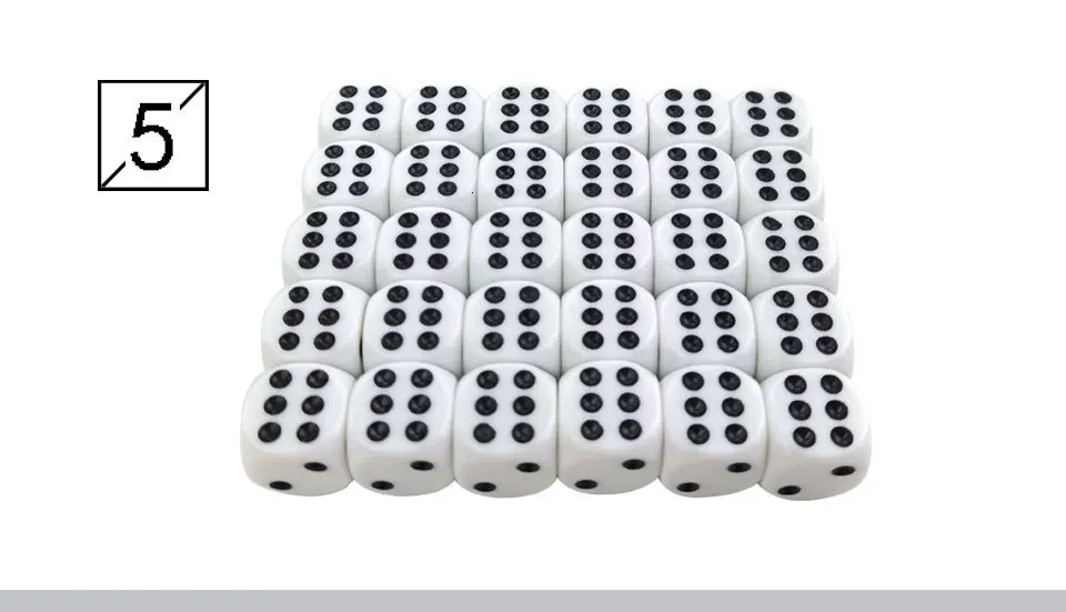 Yernea High-quality 30PcsLot 16mm Dice Set White Black Point Drinking Dice Acrylic White Round Corner D6 Points Dice Club Party (6)