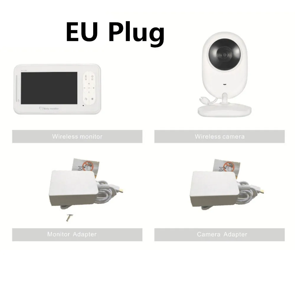 EU Plug 4,3 дюймовый детский монитор, контроль температуры, беспроводной цветной видео, высокое разрешение, детская няня, камера безопасности, ночное видение - Цвет: EU Plug