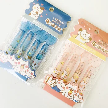 

4 pcs/pack Cute Kawaii Cat Plastic Pen Pencil Cap Stationery Plastic Pencil Grip for Kids Child Pencil Topper