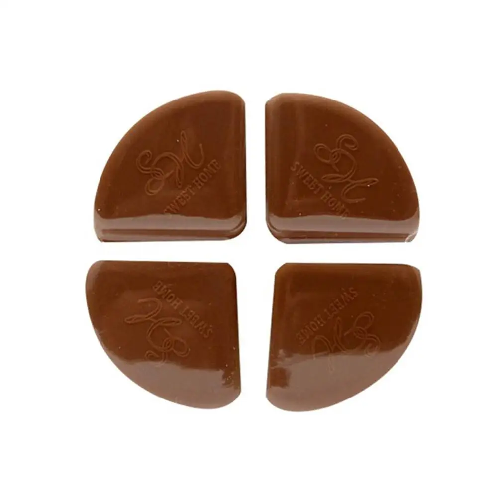Brown Yiwa 4pcs Baby Safety Corner Silicone Corner Protector children Furniture Table Brim Guard Safety Protection anti-collision - Цвет: Brown