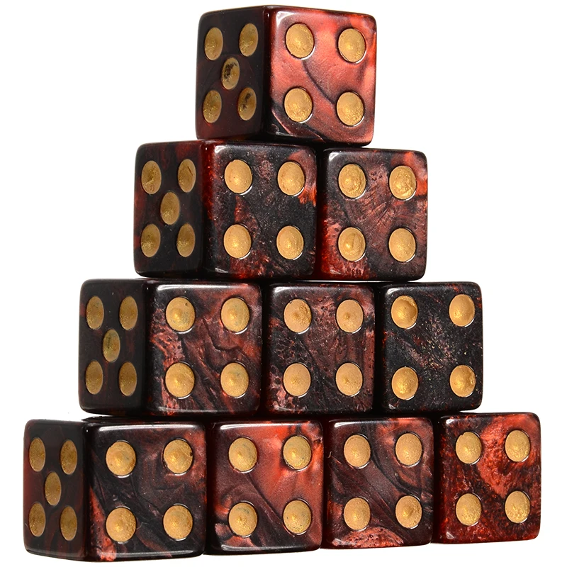 10pcs Blue/Red Acrylic Spot Dice 6 Sided Dice 16mm Dice Portable Table Games Party Tool Right Angle Dice