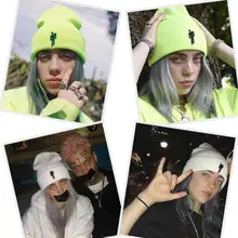 18 Color Embroidery Women Knitted Warm Winter Hats Billie Eilish Beanie Hat Yellow Men Running Foldable  Snapback Outdoors