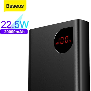 

Baseus 20000mAh Power Bank 22.5W Quick Charge 3.0 USB External Battery Charger PD Fast Charging SCP Powerbank For Xiaomi Phone