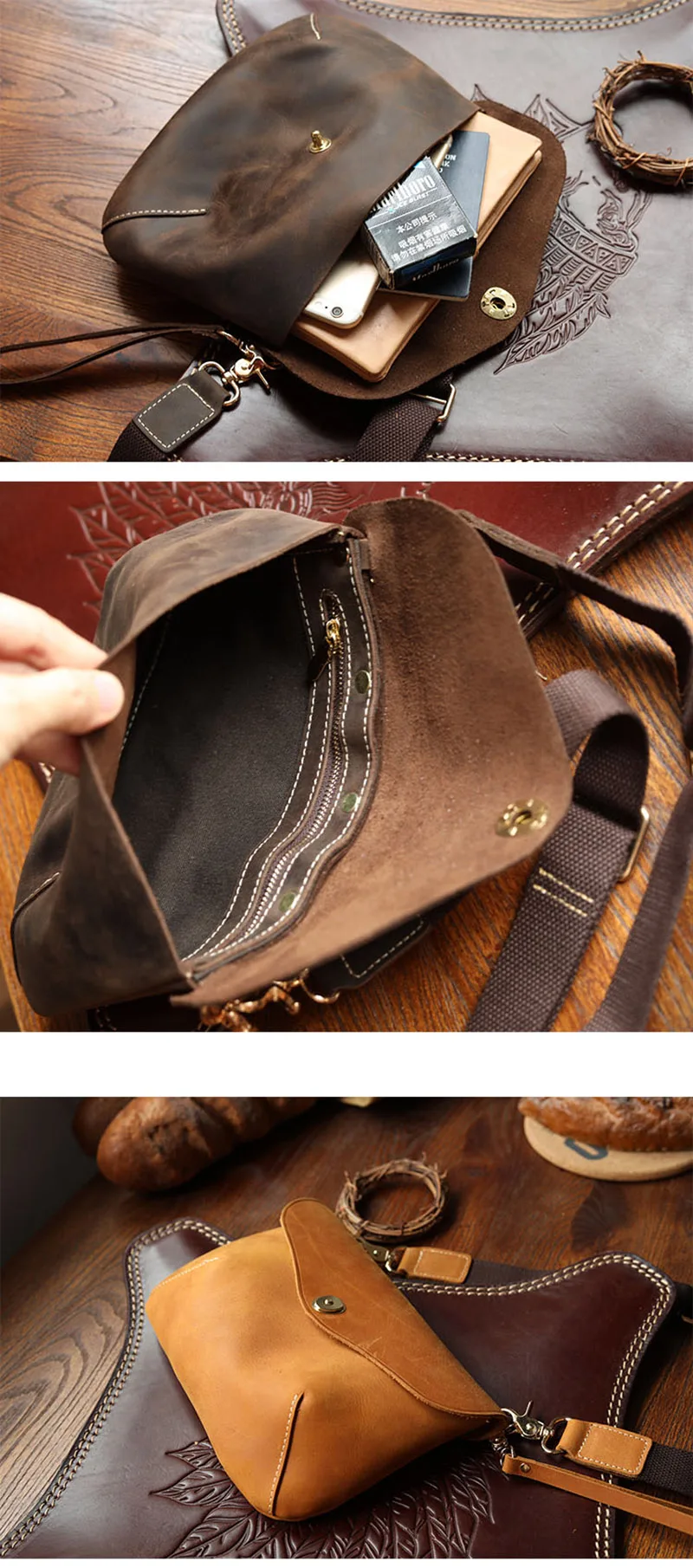 Casual leather messenger satchel bag1