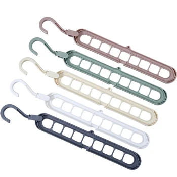 

CSS 8Pcs Multi-Function Folding Hanger 9 Hole Rotating Magic Clothes Hanger Closet Organizer Home Bedroom Storage Rack Color Ran