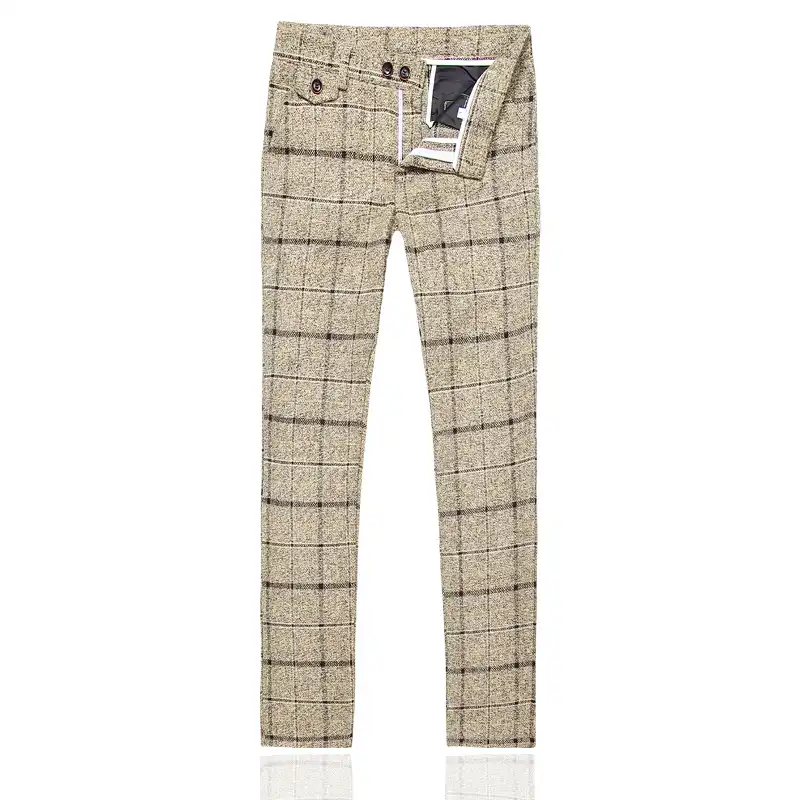 beige plaid pants mens