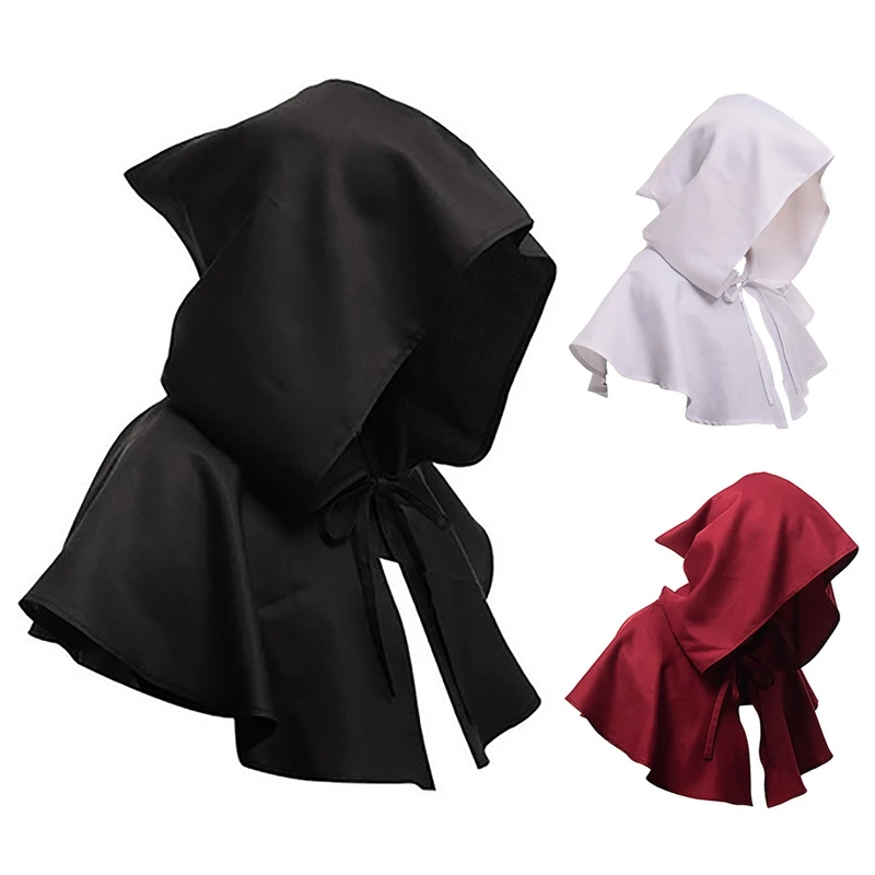 LBER Vintage Medieval Cowl Hat Halloween Hooded Wicca Pagan Cosplay Accessory Unisex