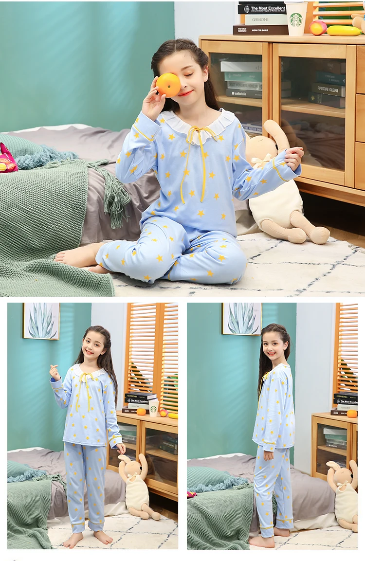 Детские пижамы для девочек; комплект одежды для малышей; сезон осень; Пижама принцессы с длинными рукавами и рисунком; детская одежда для сна с принтом; костюмы От 3 до 15 лет