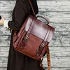 Fashion Women Backpack PU Leather School Bag Vintage Large Schoolbag For Teenage Girls Brown Black Backpacks Men Rucksack XA30H ► Photo 2/6