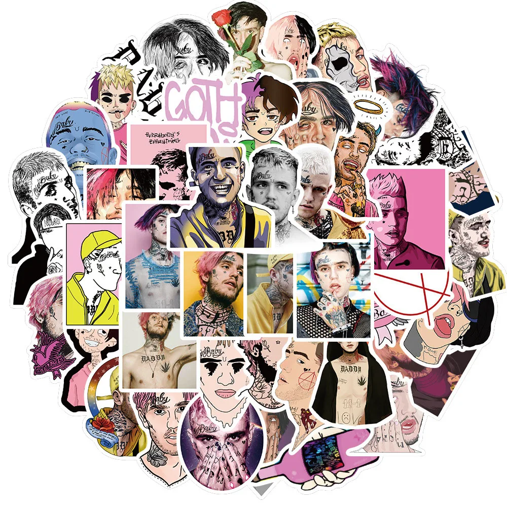 10/30/50PCS American Rapper Lil Peep Personalized Decoration Graffiti Waterproof Sticker Notebook Water Cup Skateboard Wholesale