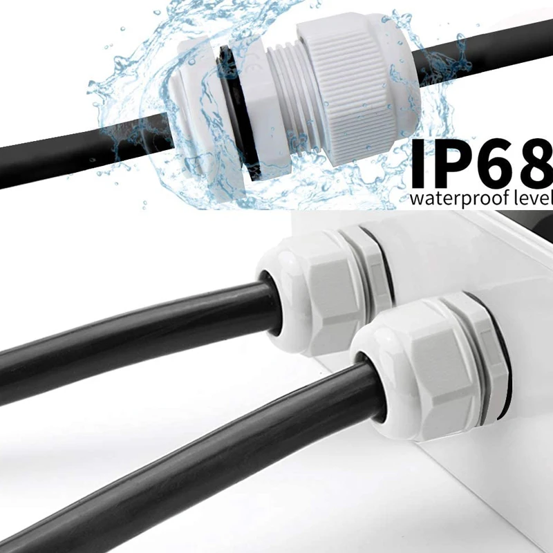 10Pcs IP68 Waterproof Cable Gland PG7 PG9 PG21 M12 M16 M20 M24 M25 M27 M30 Metric Joints Nylon PA Flame Retardant Wire Connector