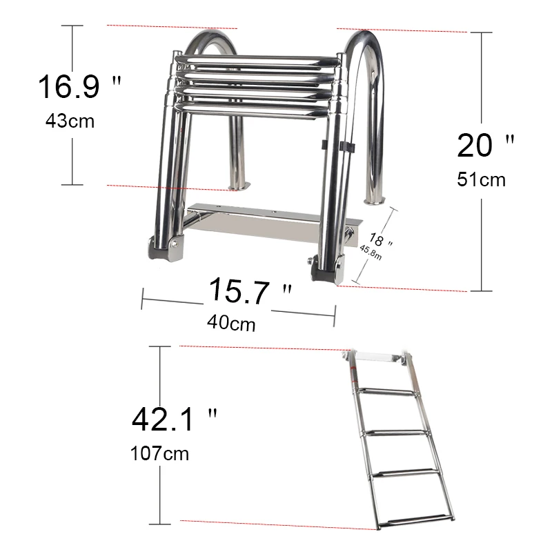 4 шага из нержавеющей стали морские лодки лестница палуба складные яхты доска для плавания лестница из нержавеющей стали
