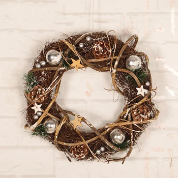 

Round-shaped Rattan Wreath Dried Xmas Garland Wreath Xmas Garland Christmas Home Decoration Merry Christmas Tree Ornaments N4