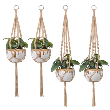 

Hot Verkoop Handgemaakte Plant Pot Lade Plant Pot Hanger Macrame Plant Hanger Cotton Rope Plant Opknoping Door Turn Plant Lade