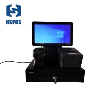 

supermarket pos set with scanner and invoice and cash drawer J1900 windows pos set