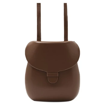 

FGGS-PU Leather Retro Messenger Bag Saddle Bag Flip Ladies Shoulder Bag Pure Color Horseshoe Portable Small Bag