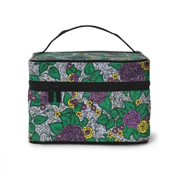 

NOISYDESIGNS Customize Make Up Cases Female Henna Flowers Printing Tote Cosmetic Bags Cases Large Capacity Bolsa