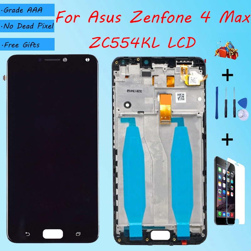 Для Asus Zenfone 4 Max ZC554KL ЖК экран в сборе с передним корпусом Сенсорное стекло X00ID