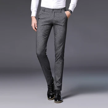 

2020 New Slim Fit Men Pants Stretch Trousers Men's Sunmmer High Quality Classic Casual Clothes Formal Straight Suits Long Pant