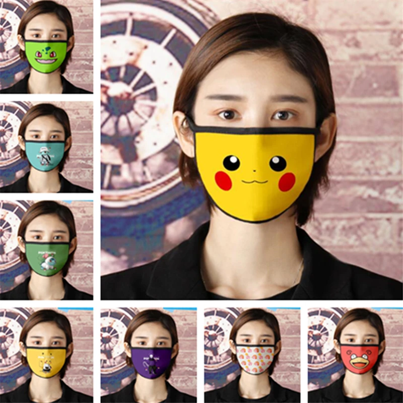 

Pokemon Cosplay Masks Anime Cartoon Cute Pikachu Cosplay Accessories Dustproof Anti-fog Fashion Printed Wash Mask