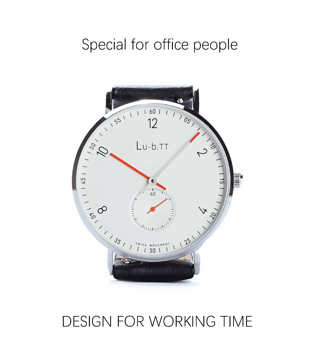 Lu-b.TT часы швейцарский кварцевый механизм сапфировое стекло Happy Officer серия Простой стиль офисные мужские и женские