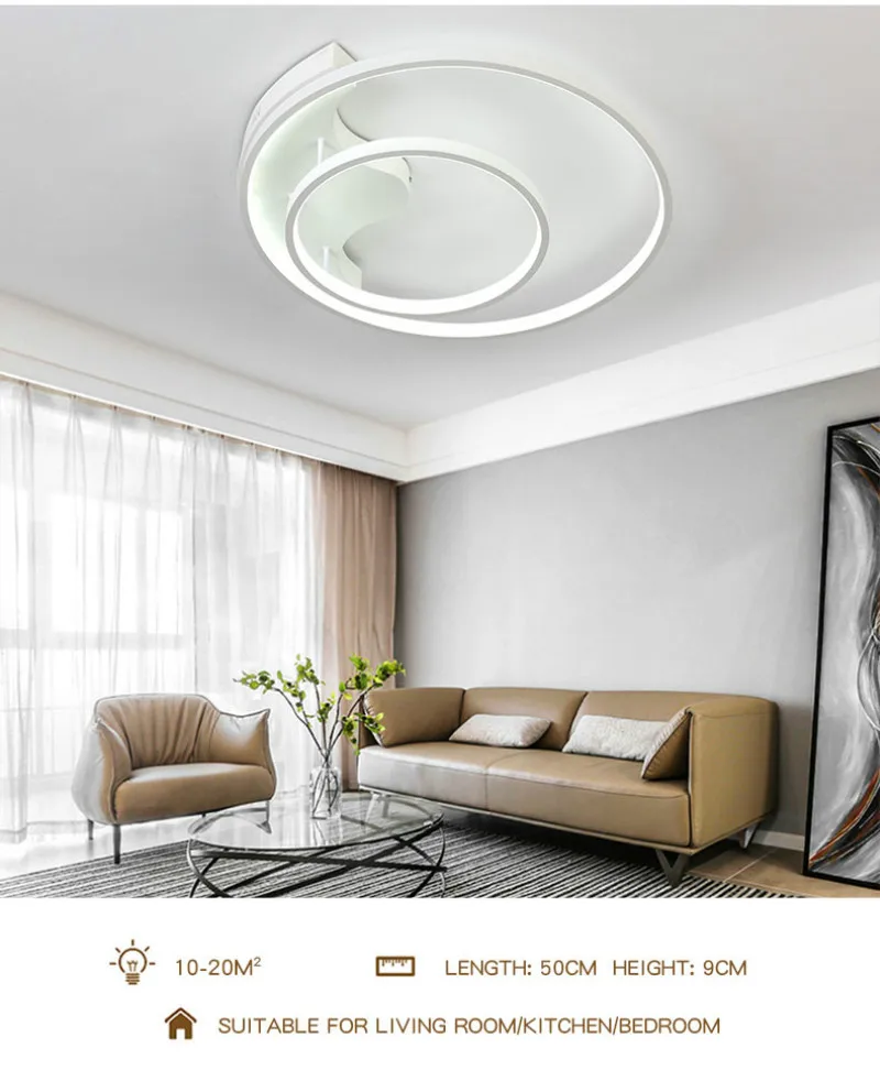 Modern Minimalist LED Remote Control Ring Ceiling Light for Restaurant Kitchen Bathroom Lighting