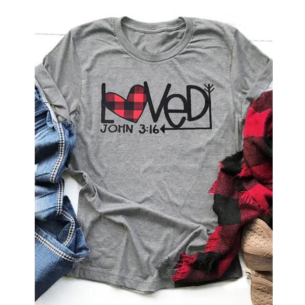 

Plaid Splicing Loved Arrow Colored T-shirt Stylish Valentine's Day Gift Tshirt Funny Women Valentines Love Graphic Tees Tops