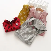 Детский жилет с капюшоном и вышивкой в виде совы; 18; осенний Универсальный кардиган на молнии; детская одежда; 71164