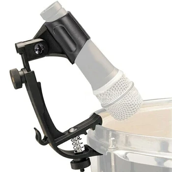 

2 Pcs Drum Microphone Clip Adjustable Rim Snare Drum Mic Mount Clamp Holder for The Microphone Diameter of 18mm to 22mm