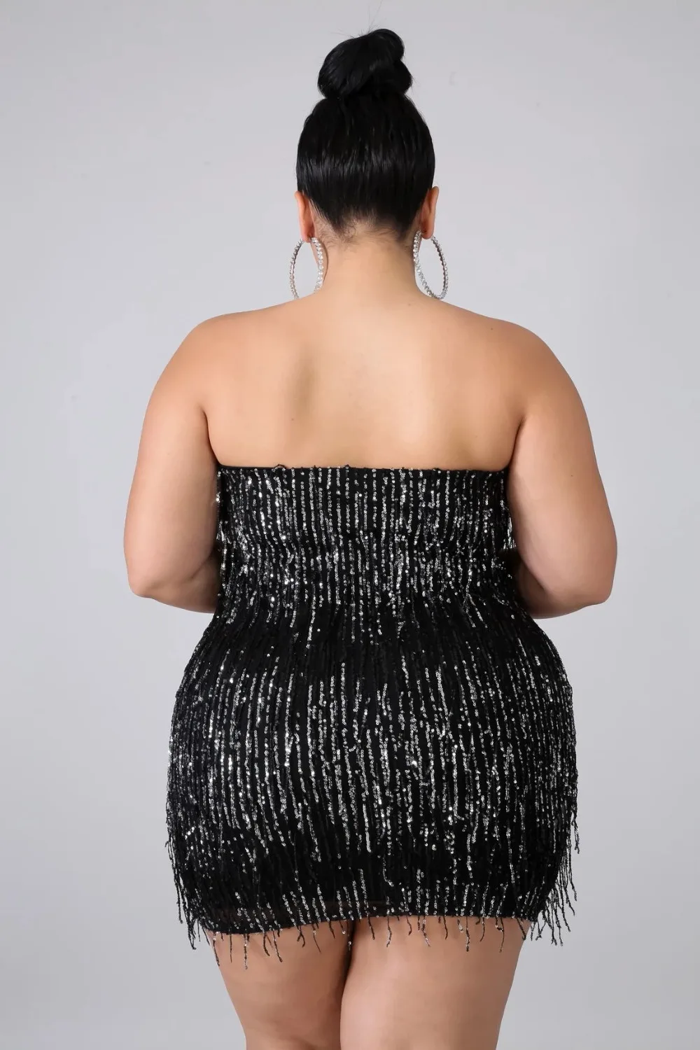 Xl-5XL Mini Dress Sequined Off The Shoulder  Robe Sexy Party & Clubwear Sleeveless Plus Size Women Party Out (10)