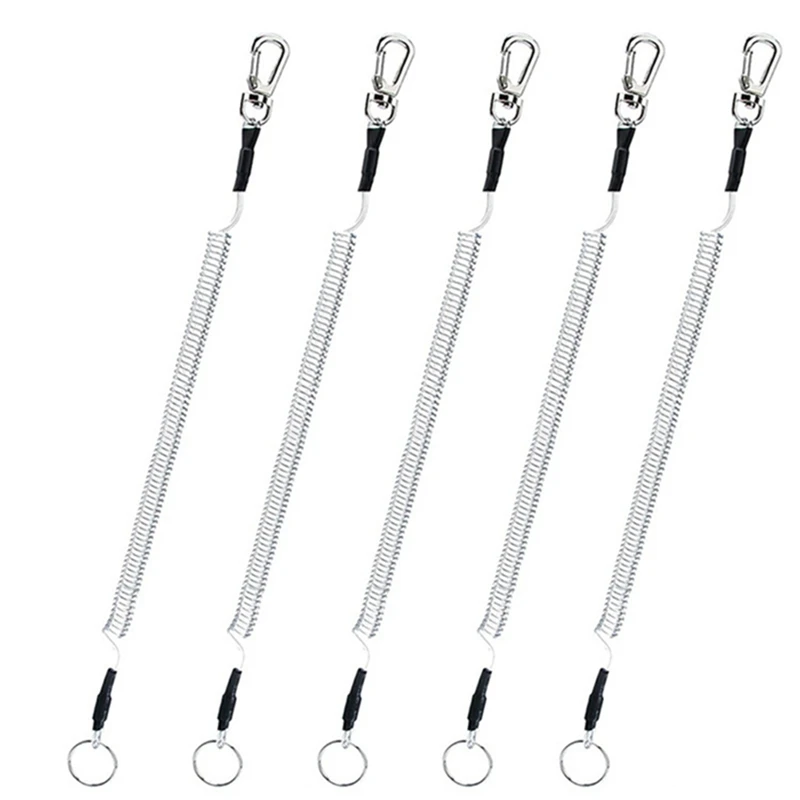 Key Lanyard Fishing Missed Rope Key Koord Key Chain Elastic Coil Stretch Tether Fashion Wire Spring Rope Lockable Metal Key Cord
