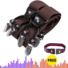 Однотонный Коричневый Мужской комплект с подтяжками, галстук-бабочка, красный галстук с узором пейсли, тканый y-образный Шелковый подтяжки, без скольжения, серебряный зажим, Барри, подарок бесплатно