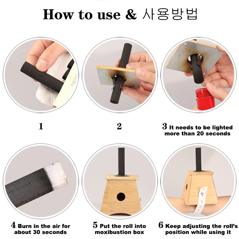 Smokeless Moxa Rolls 10Pcs Chinese Traditional Wormwood Mugwort Stick Moxibustion Acupuncture Massage