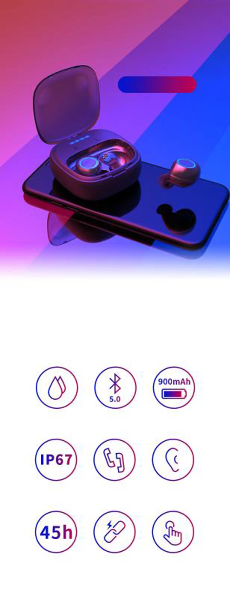 SmoBuds 900mah Hifi Bluetooth 5,0 TWS наушники двойной микрофон на батарейке Noice отмена Гладкий носимый дизайн для iPhone Android