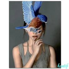 Diy diamond painting Nordic Portrait photo custom Diamond Embroidery girl bird paintings Rhinestone,5d Diamond mosaic