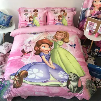 

Pink 3D Sofia Princess Quilt Duvet Covers Set Twin Size Bedding for Girl's Bedroom Decor Single Bed Linen Comforter Children Kid