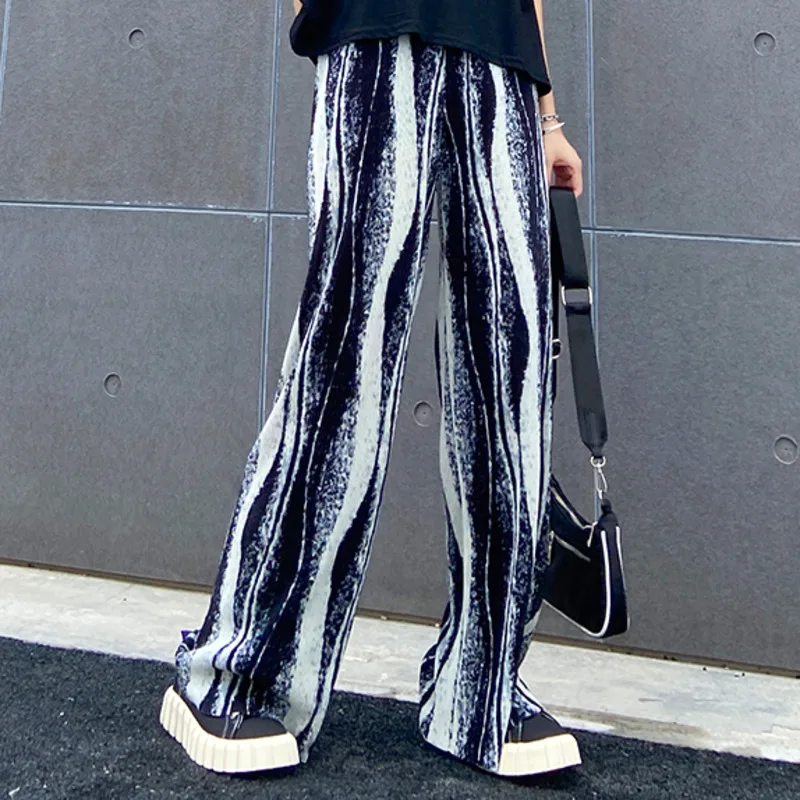 

XUXI High Waist Summer Loose Plus Size Pleated Wide-leg Pants Women Draped Water Wave Blooming Trousers Pantalon Femme FZ2003