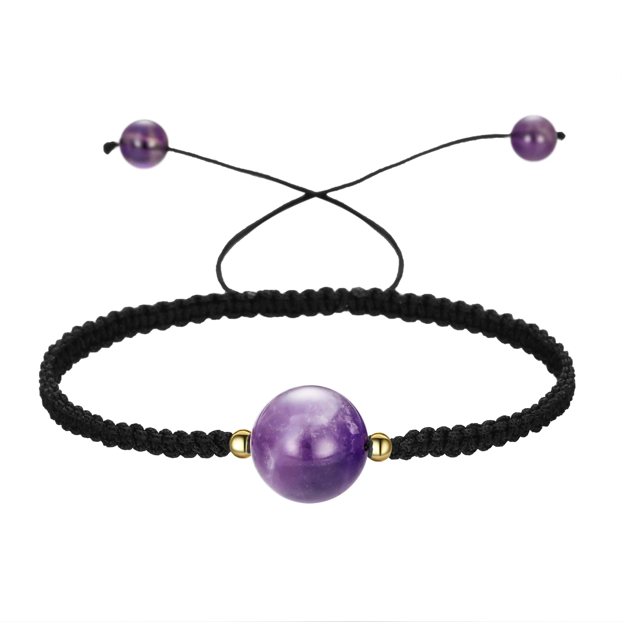 Amethyst SEVENSTONE браслеты для женщин натуральный камень, реики ручной работы Плетение целебный баланс натуральный камень чип бусины браслет для медитации - Окраска металла: Amethyst