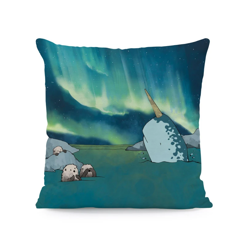 Мультфильм море подушка в виде животного дельфины Narwhal Акула морской лев осьминог Кальмар милые подушки Детские 45X45 см бархат декоративные