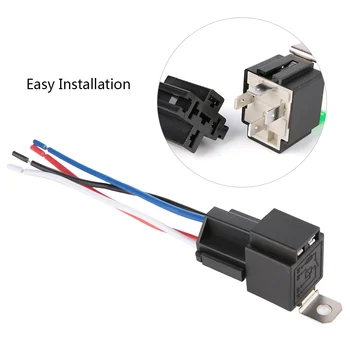 

6pcs 12V 30A Car Fuse Relay Switch Harness Set SPST 4-Pin 14 AWG Hot Wires Switch Relay Blade Fuse Relay Switch